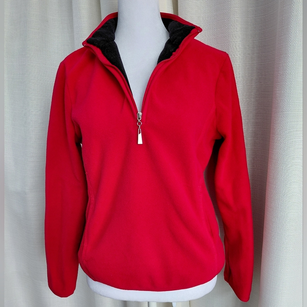 Casual Corner Red Long Sleeve 1/4 Zip Fleece